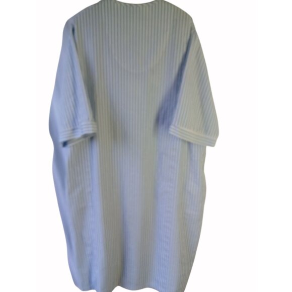 Vintage Collections Blue White Striped Seersucker House Dress Robe Size XXXL 3Xl - Picture 5 of 14